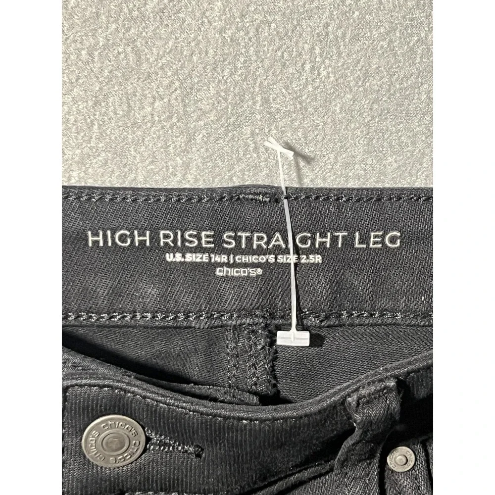 Chico's‎ Women's Size 14R High Rise Straight Leg Jeans Charcoal Gray Denim